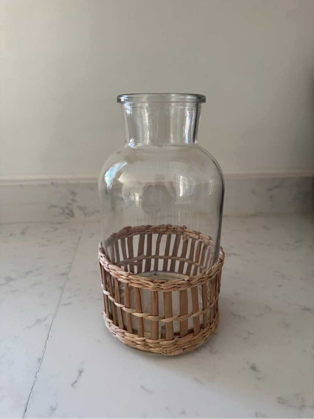 Target Clear Glass Vase with Woven Rattan Base - Natural Brown